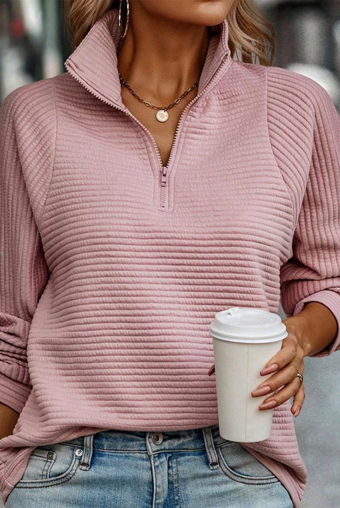 Women's V-Neck Zip Detail Sweater with Tailored Fit 1