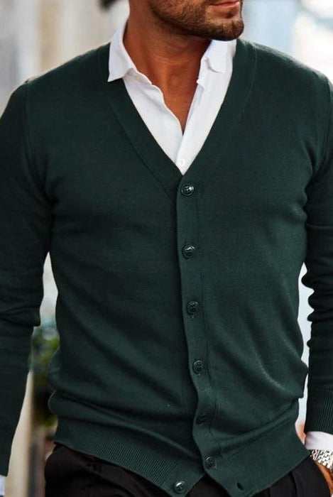 Men's V-Neck Button-Front Cardigan Sweater - 6