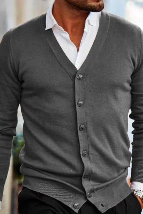 Men's V-Neck Button-Front Cardigan Sweater - 10