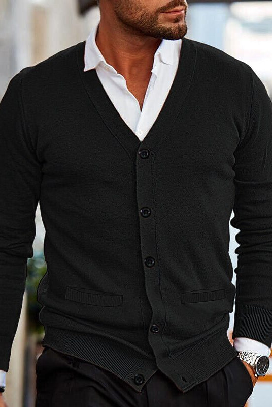 Men's V-Neck Button-Front Cardigan Sweater - 12