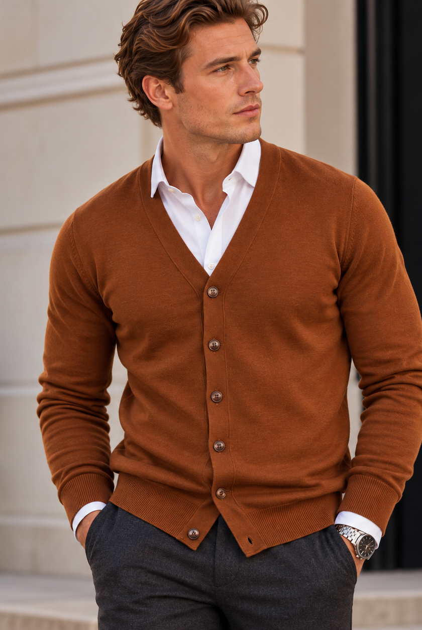 Men's V-Neck Button-Front Cardigan Sweater - 3
