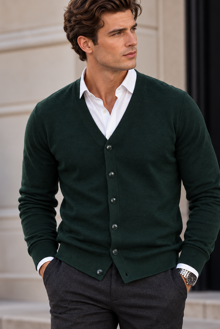 Men's V-Neck Button-Front Cardigan Sweater - 5