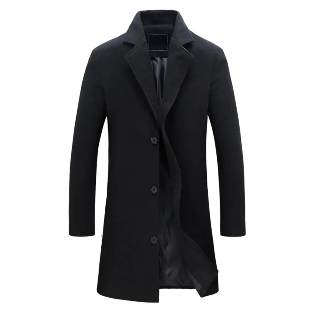 Men's Classic Single-Breasted Overcoat with Notched Lapels - 6