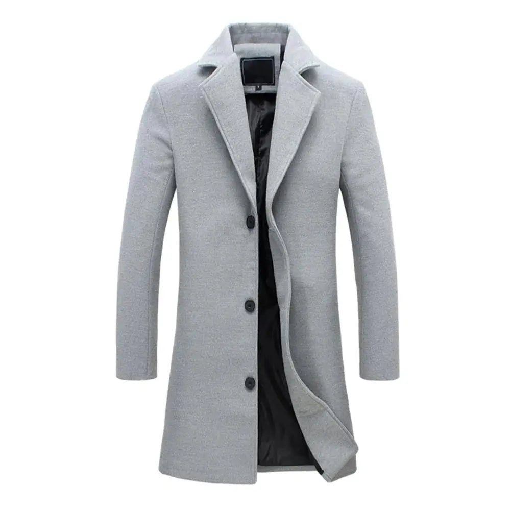 Men's Classic Single-Breasted Overcoat with Notched Lapels - 8