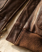 Men's Bomber Leather Jacket with Zip Front and Patch Pockets 5