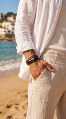 Men's Braided Leather Bracelet with Magnetic Clasp and Cross Detail 2