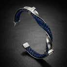 Men's Braided Leather Cuff Bracelet with Stainless Steel Accents 1