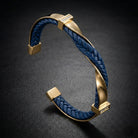 Men's Braided Leather Cuff Bracelet with Stainless Steel Accents 3