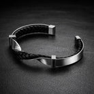 Men's Braided Leather Cuff Bracelet with Stainless Steel Accents 4