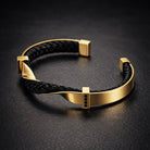 Men's Braided Leather Cuff Bracelet with Stainless Steel Accents 5