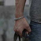 Men's Braided Silver Cuff Bracelet with Adjustable Open Design 0