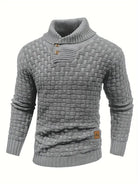Men's Button-Neck Knit Sweater Regular Fit with Unique Pattern 2