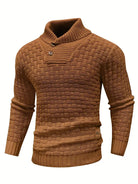 Men's Button-Neck Knit Sweater Regular Fit with Unique Pattern 4