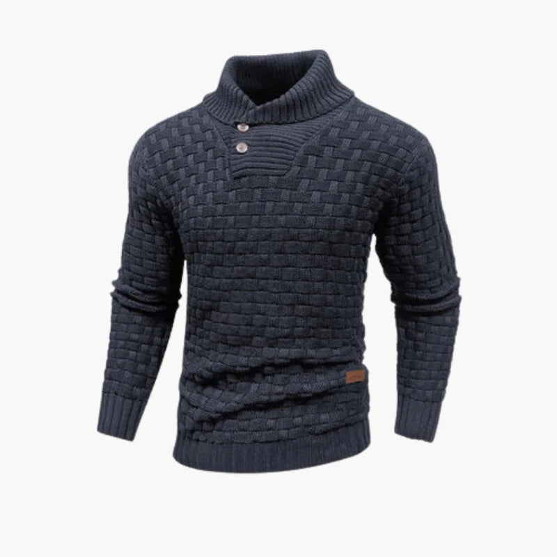 Men's Button-Neck Knit Sweater Regular Fit with Unique Pattern 5