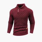 Men's Button-Neck Knit Sweater Regular Fit with Unique Pattern 6