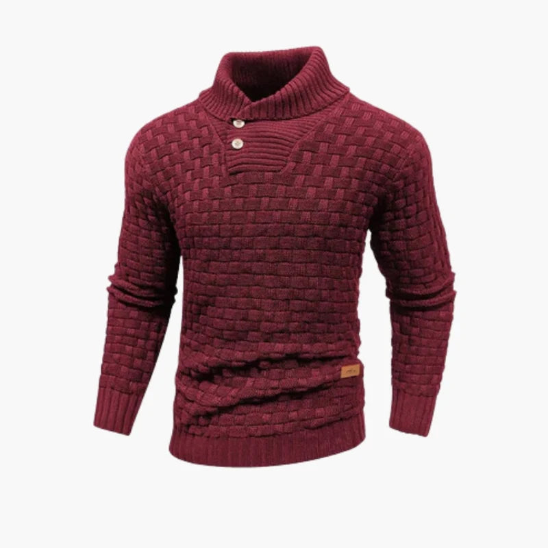 Men's Button-Neck Knit Sweater Regular Fit with Unique Pattern 6