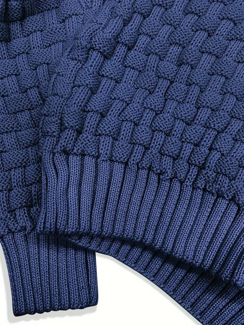 Men's Button-Neck Knit Sweater Regular Fit with Unique Pattern 7