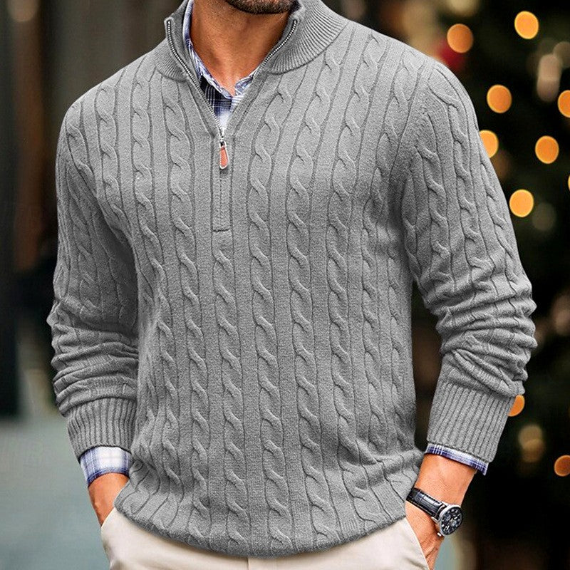 Men's Cable Knit Half-Zip Sweater Slim Fit 2