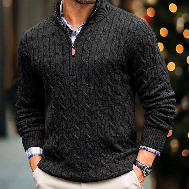 Men's Cable Knit Half-Zip Sweater Slim Fit 3