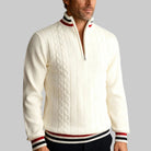 Men's Cable Knit Half-Zip Sweater with Stand-Up Collar 0