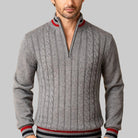 Men's Cable Knit Half-Zip Sweater with Stand-Up Collar 2