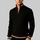 Men's Cable Knit Half-Zip Sweater with Stand-Up Collar 4