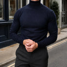 Men's Cashmere-Feel Turtleneck Sweater with Ribbed Neck 0