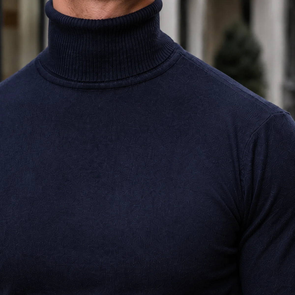 Men's Cashmere-Feel Turtleneck Sweater with Ribbed Neck 1