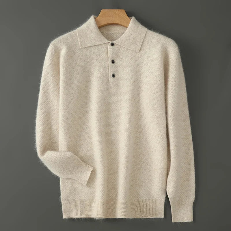 Men's Cashmere Polo Sweater with Button-Down Collar 1