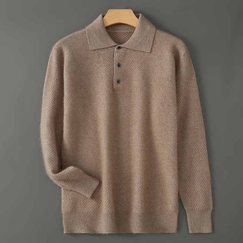 Men's Cashmere Polo Sweater with Button-Down Collar 2