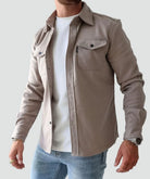 Men's Casual Shirt Jacket with Button Closure and Chest Pockets 1