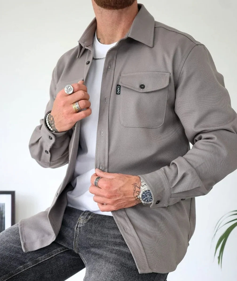 Men's Casual Shirt Jacket with Button Closure and Chest Pockets 3