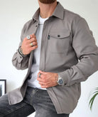 Men's Casual Shirt Jacket with Button Closure and Chest Pockets 3