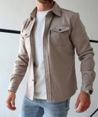 Men's Casual Shirt Jacket with Button Closure and Chest Pockets 7