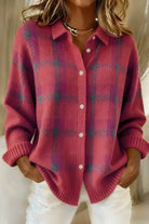 Men's Checkered Knit Cardigan Soft Relaxed Fit 2