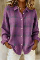 Men's Checkered Knit Cardigan Soft Relaxed Fit 3