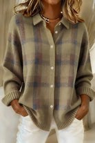 Men's Checkered Knit Cardigan Soft Relaxed Fit 4