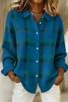 Men's Checkered Knit Cardigan Soft Relaxed Fit 5