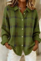 Men's Checkered Knit Cardigan Soft Relaxed Fit 6