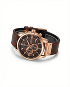 Men's Chronograph Watch with Stainless Steel Case and Leather Strap 0
