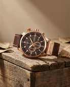 Men's Chronograph Watch with Stainless Steel Case and Leather Strap 1