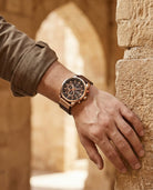 Men's Chronograph Watch with Stainless Steel Case and Leather Strap 3