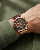 Men's Chronograph Watch with Stainless Steel Case and Leather Strap 4