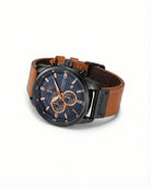 Men's Chronograph Watch with Stainless Steel Case and Leather Strap 5