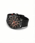 Men's Chronograph Watch with Stainless Steel Case and Leather Strap 6