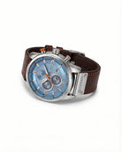Men's Chronograph Watch with Stainless Steel Case and Leather Strap 7