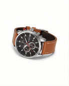 Men's Chronograph Watch with Stainless Steel Case and Leather Strap 8