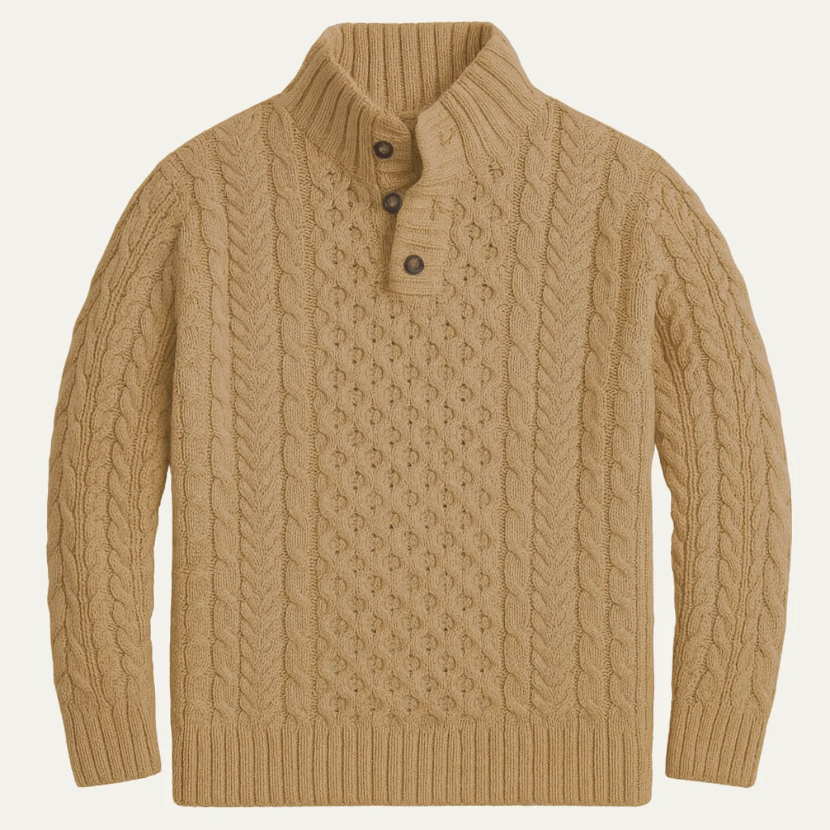 Men's Chunky Cable Knit Button-Neck Sweater 1