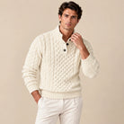 Men's Chunky Cable Knit Button-Neck Sweater 3