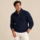 Men's Chunky Cable Knit Button-Neck Sweater 4